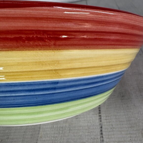 Gibson STYLISH LIVING RAINBOW STRIPES Multicolor Round Stoneware Serving Bowl - Picture 11 of 16
